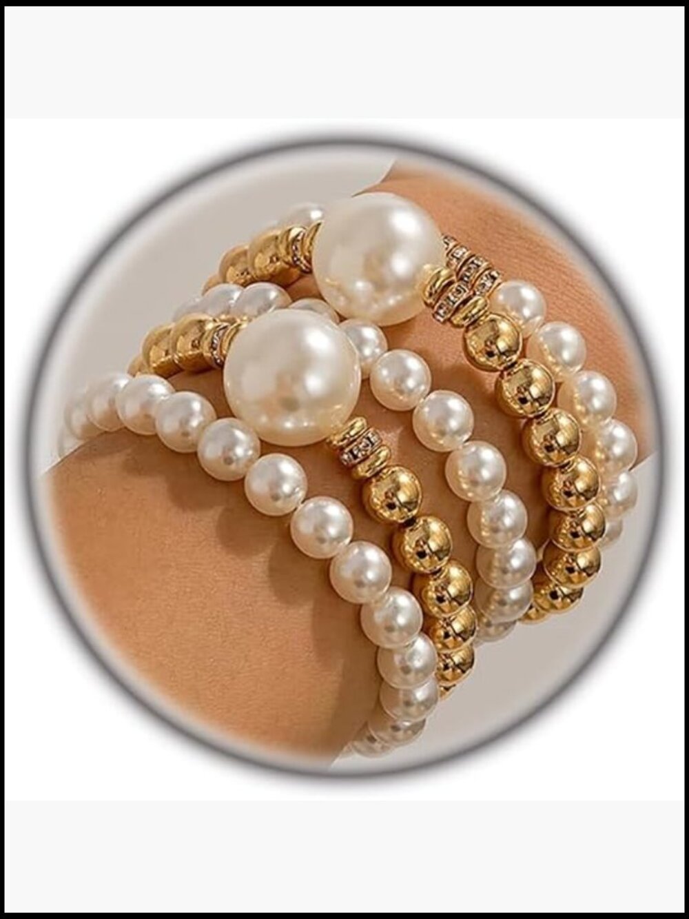 Stackable Chunky Pearl Stretch Bracelet Set Exaggerated Beaded Bracelets Trendy